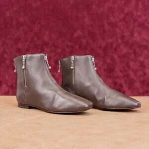 Tory Burch Women Zip Brown Leather Fashion Ankle Boots sz 7.5